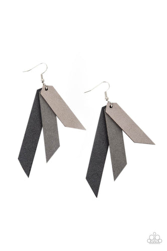 Suede Shade - Silver - Paparazzi Earrings