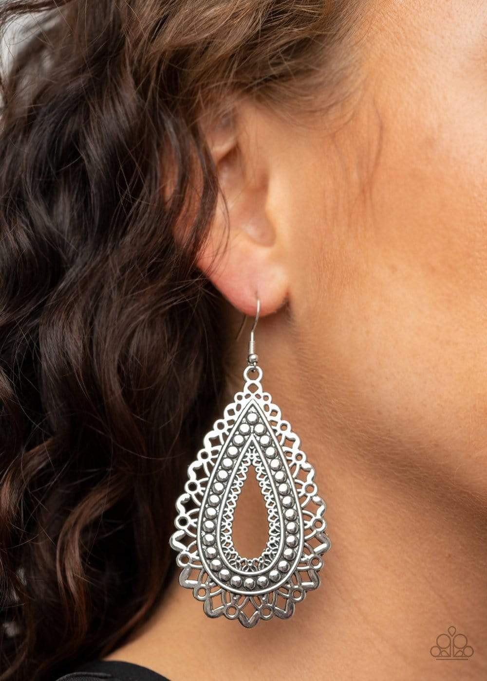 Texture Garden - Silver - Paparazzi Earrings