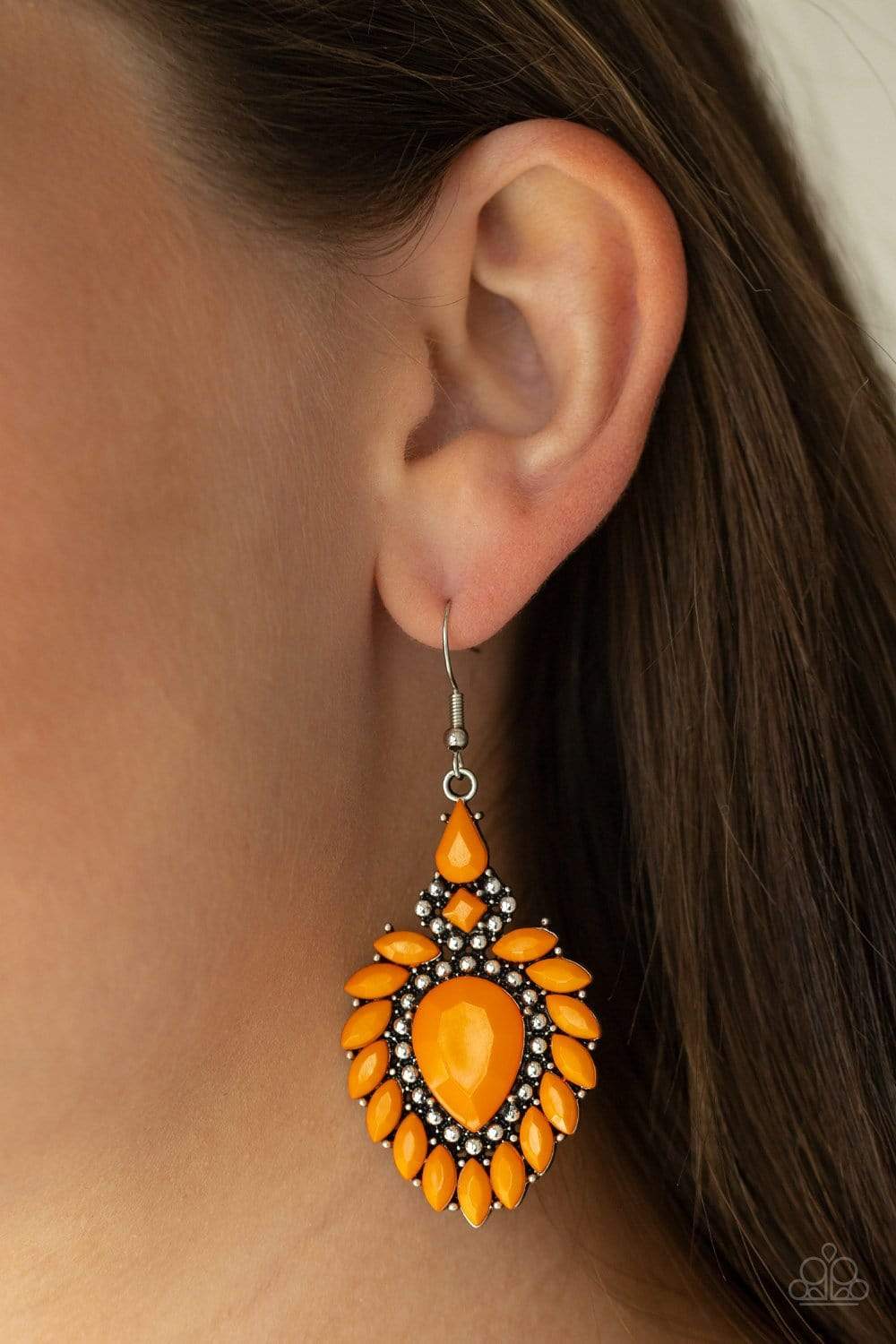 The LIONESS Den - Orange -Paparazzi Earrings