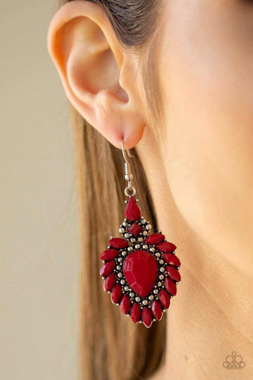 The LIONESS Den - Red - Paparazzi Earrings